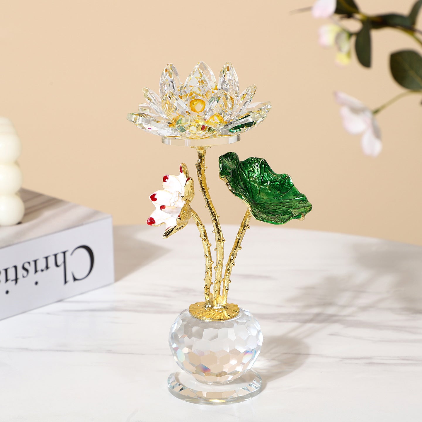 Crystal Lotus Counter Display | Feng Shui Wealth & Harmony Decor Secondary image