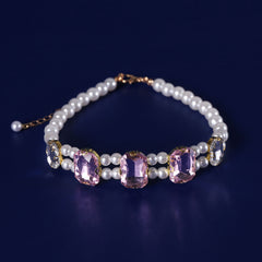 Crystal Rhinestone Pearl Cat Collar Necklace, Luxury Sparkly Jewelry for Pets