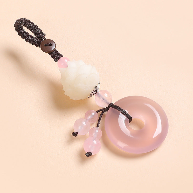 Agate Chalcedony Safety Knot Keychain | Ping An Kou Feng Shui Car Keyring Secondary image