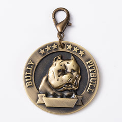 Vintage Antique Brass Paw Print Dog Tag – Zinc Alloy Pet Collar Charm – American Bully, image 4