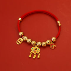 Pet New Year Red Braided Lock Collar, Year of the Snake Lucky Gold & Red Decor for Cats Dogs