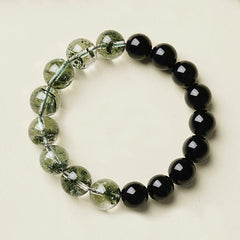 Obsidian Green Phantom Unisex Feng Shui Bracelet, Protection & Wealth Energy Stones