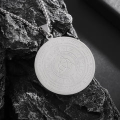 Seven Archangels Pendant – Back side with Celtic knot on black stone, reversible spiritual necklace