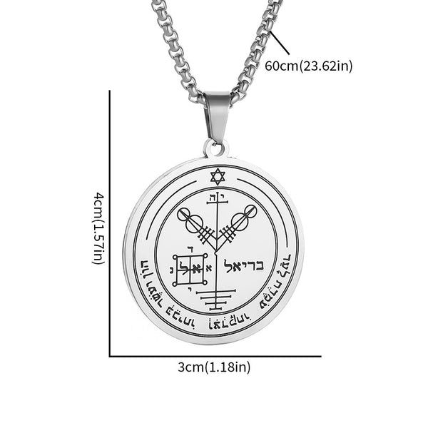 Seven Archangels Pendant – Alternate seal design with Hebrew text size chart, protective amulet