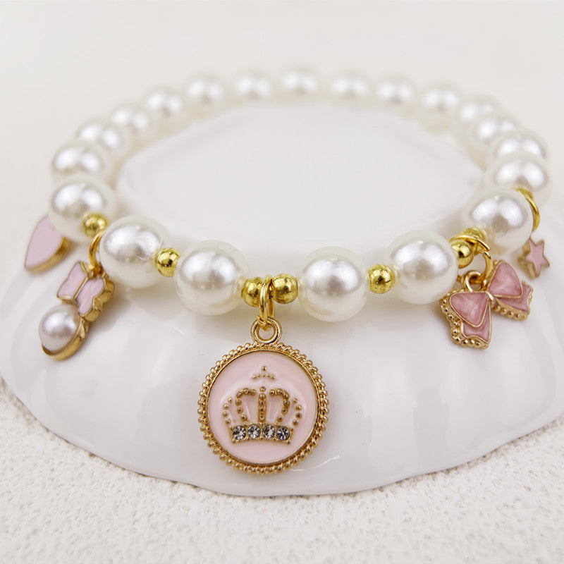 Princess Elastic Pearl Pet Collar – Lion / XS 12CM( Beads 6MM), image 5, amulet necklace