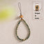 Zodiac Wood Bead Lanyard – Green sandalwood lanyard with Dragon and Snake silver zodiac badge, mystical phone strap