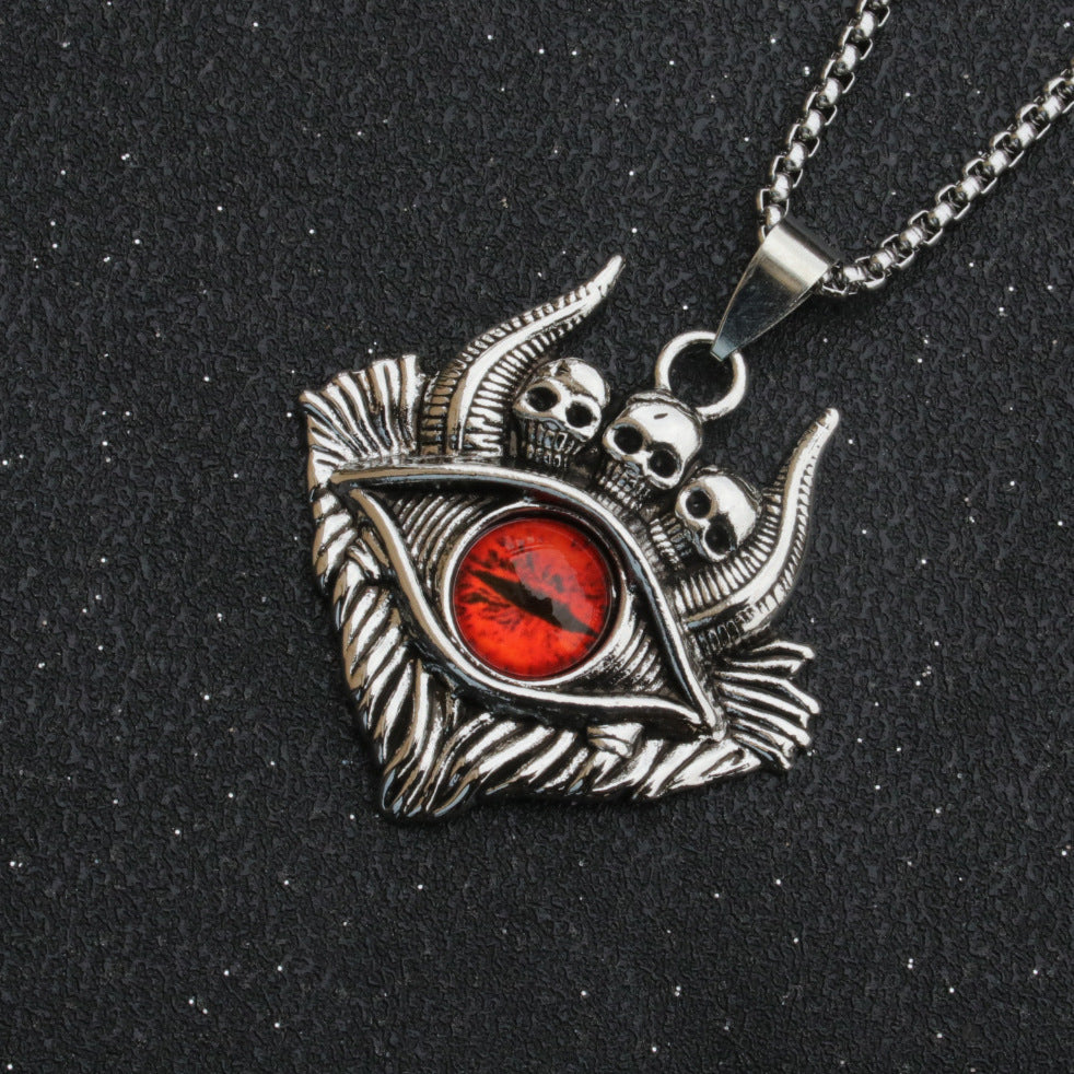 Men's Skull All-Seeing Eye Necklace Red color variant