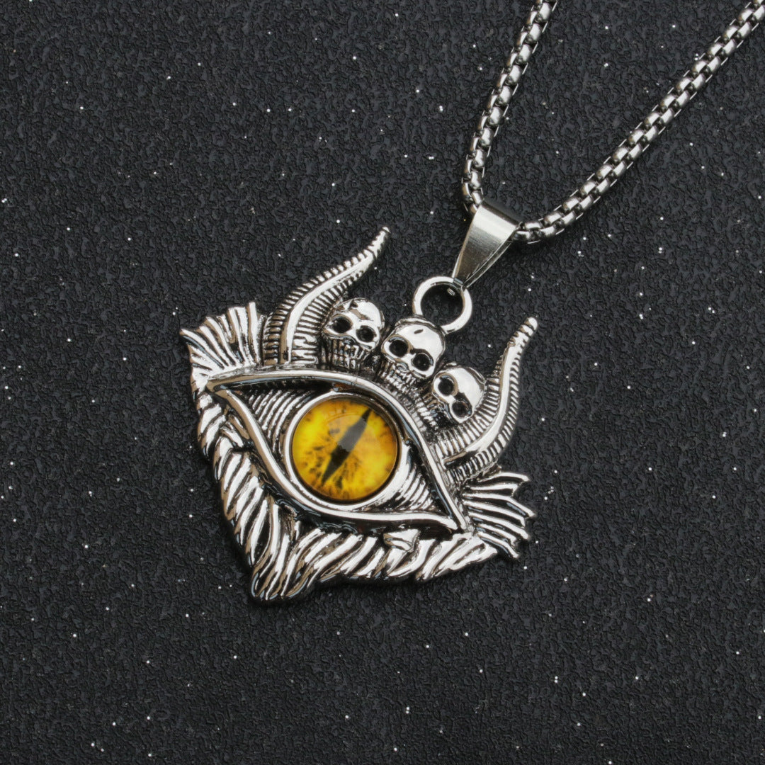 Men's Skull All-Seeing Eye Necklace Yellow color variant