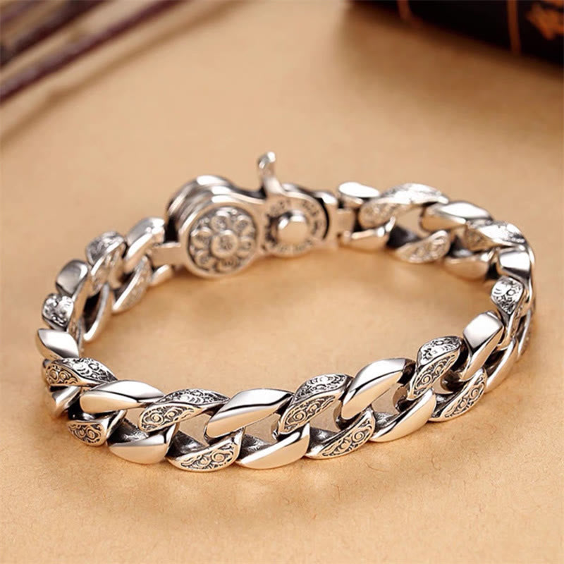 Sterling Silver Bangle Bracelets With Charms Bracelet for Men Six Word Mantra 