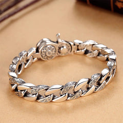 Sterling Silver Bangle Bracelets With Charms Bracelet for Men Six Word Mantra 