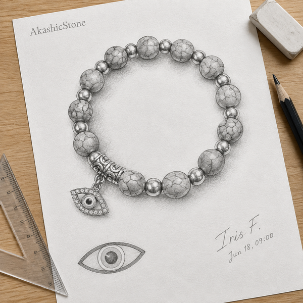 Blue Turquoise Evil Eye Bracelet - line art
