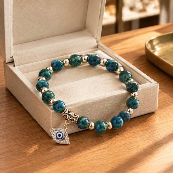 African Turquoise Evil Eye Bracelet - lifestyle