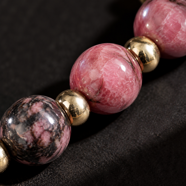 Pink Marbled Stone Evil Eye Bracelet - detail 1
