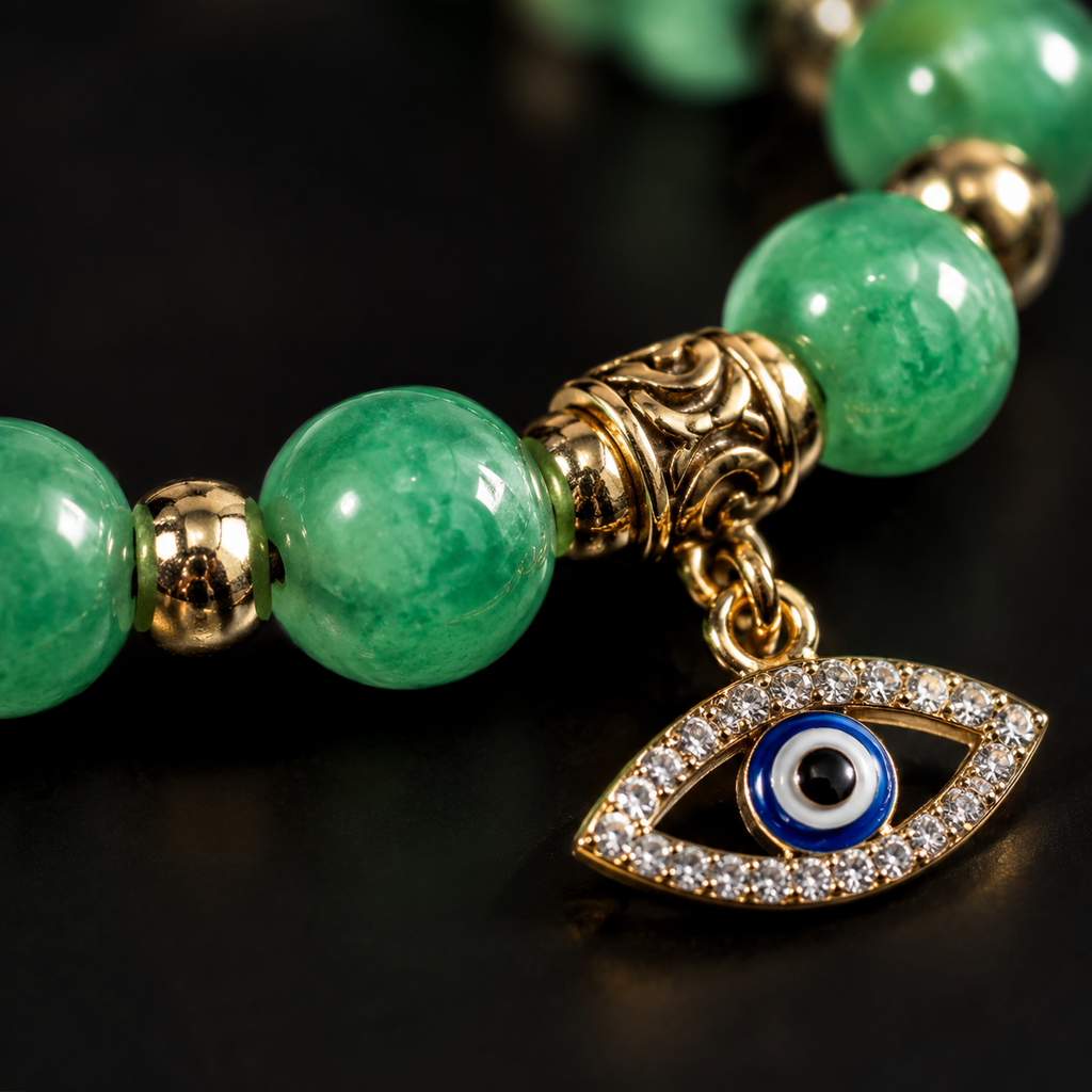 Green Aventurine Evil Eye Bracelet - detail 1