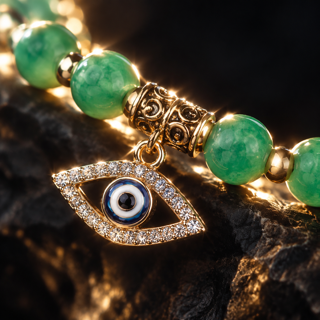 Green Aventurine Evil Eye Bracelet - detail 2