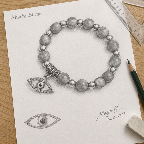 Green Aventurine Evil Eye Bracelet - line art