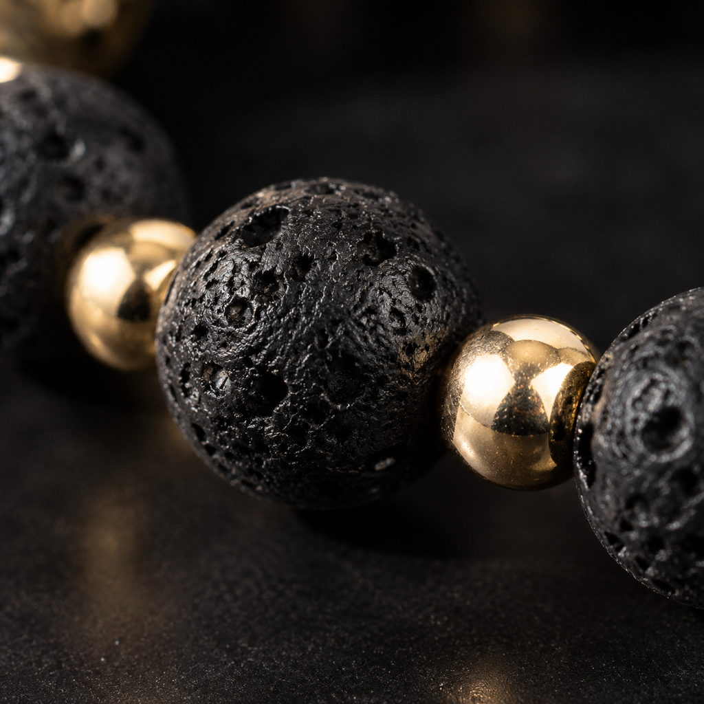 Black Lava Bead Evil Eye Bracelet - detail 1
