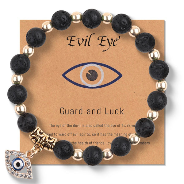 Black Lava Bead Evil Eye Bracelet - product reference photo