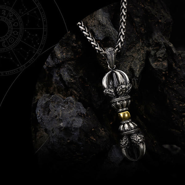 Vajra motif pendant necklace, angled view