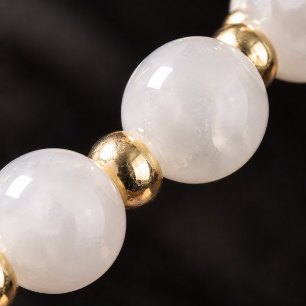 White Smooth Stone Evil Eye Bracelet - detail 1
